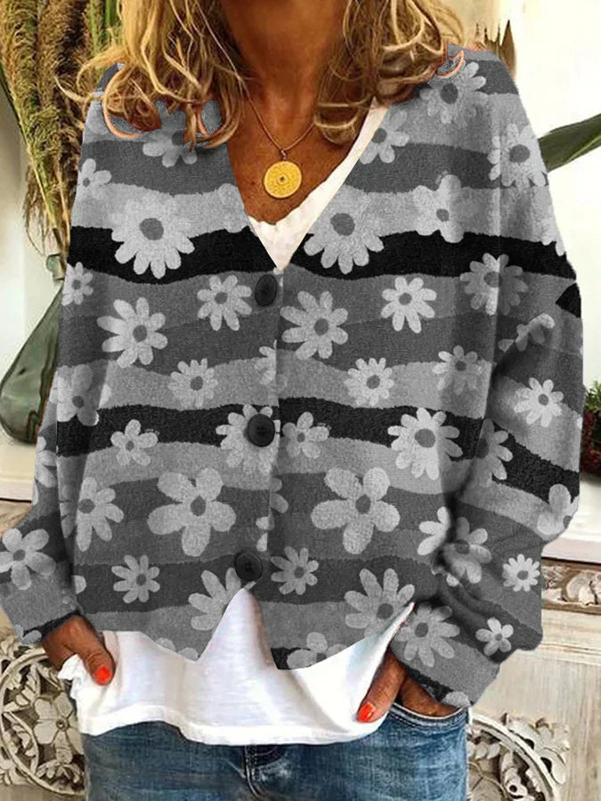 Isabelle - Cardigan Vintage Coloré avec Boutons pour Femme